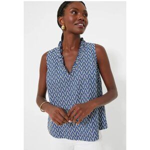 Pomander Place Blue Eyelet Embroidered Sleeveless Top | Size S Old Money Boho